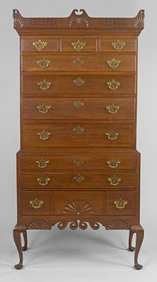 Important Cherry Chest on Chest by John Dunlap, New Hampshire, circa 1780